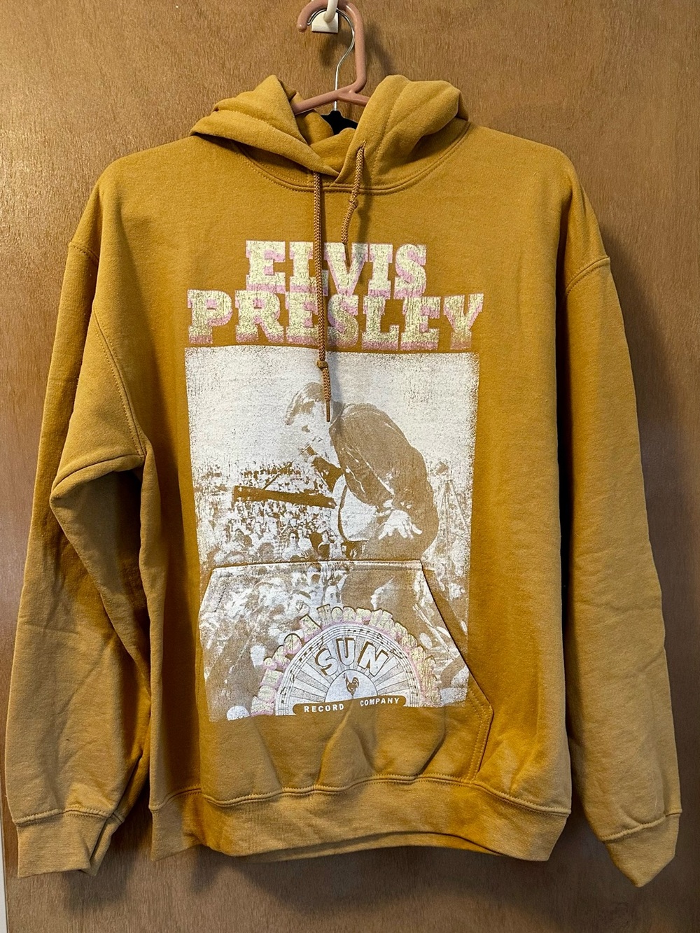 Graphic Hoodie Elvis Presley Mustard Yellow Pullover Hoodie